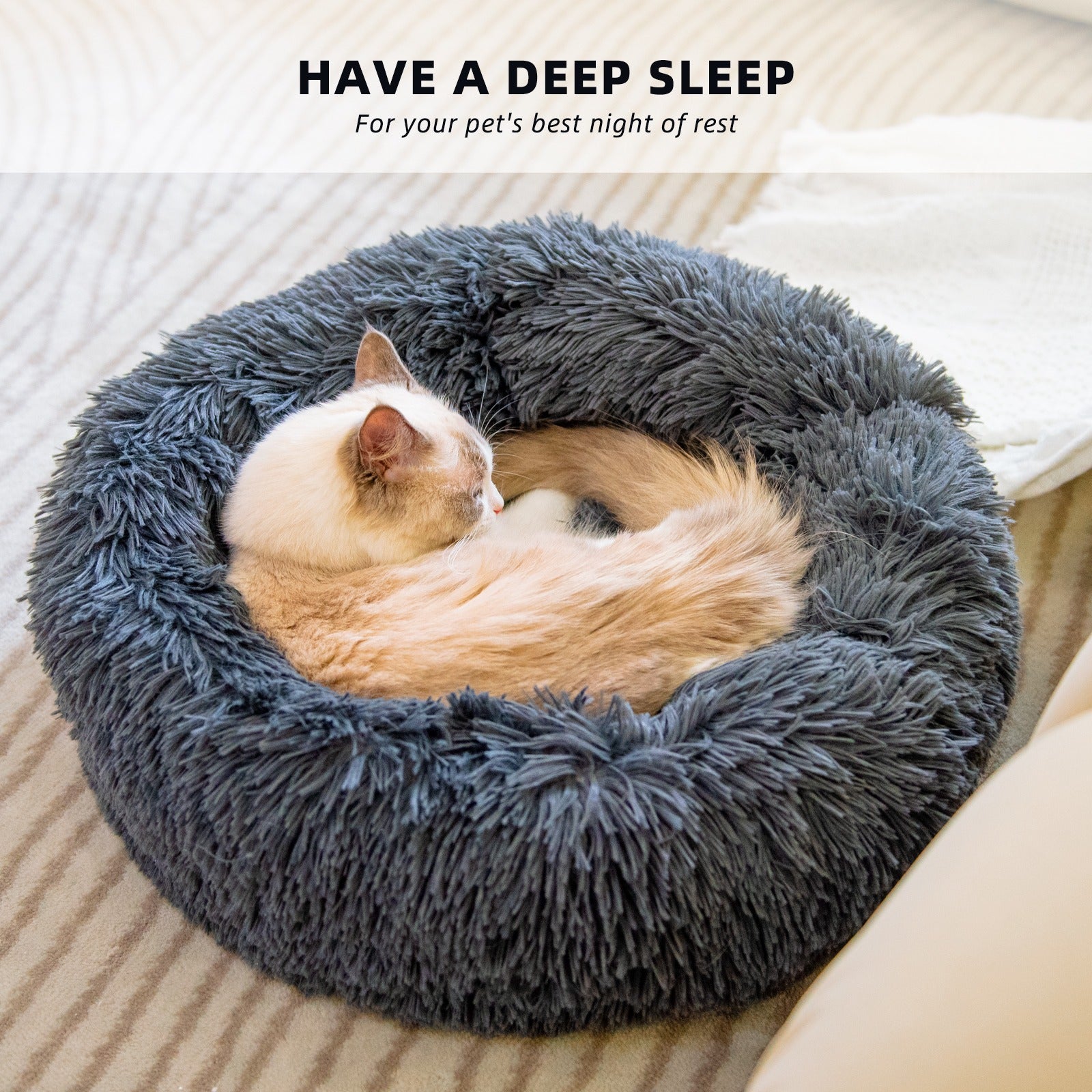 Plush Donut Pet Bed for Small Dogs & Cats