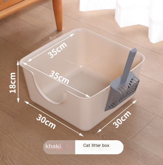 High Cat Litter Box with Square Fence (One Unit)