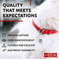 Red Ultra Soft Rolled Leather Dog Collar for XSmall Dogs 1013 inch Neck
