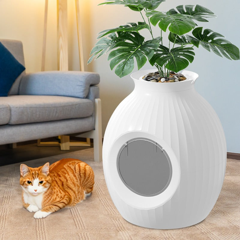 Enclosed Flower Pot Cat Litter Box