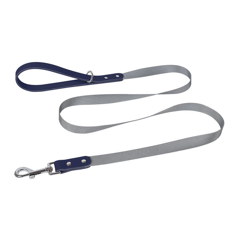 Leather Dog Chest Harness Vest with Nylon Leash Set