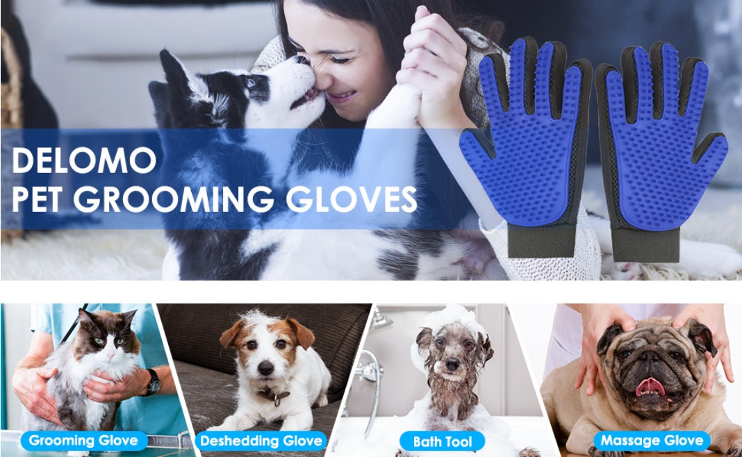 Pet Grooming Gloves for Cats & Dogs