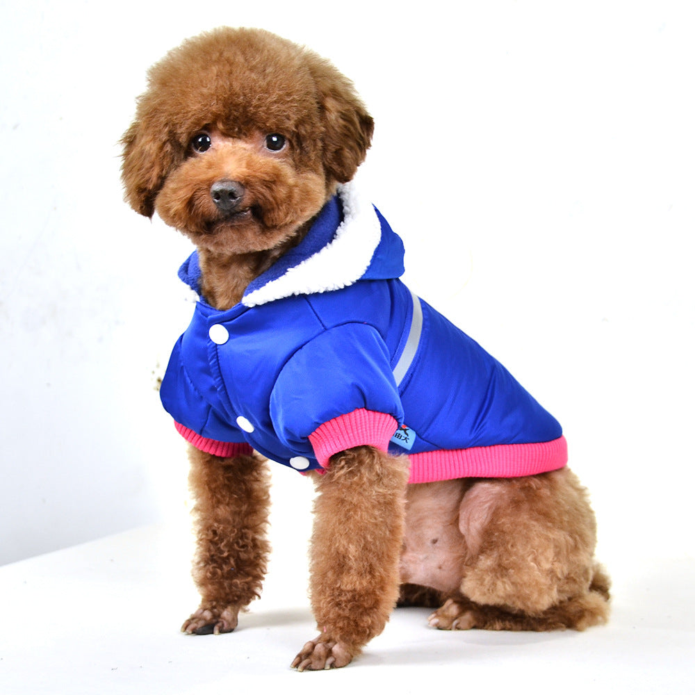 Reflective Hooded T-shaped Pet Jacket in Silk Cotton