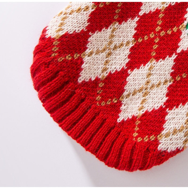 Diamond-Embroidered Cherry Pet Sweater