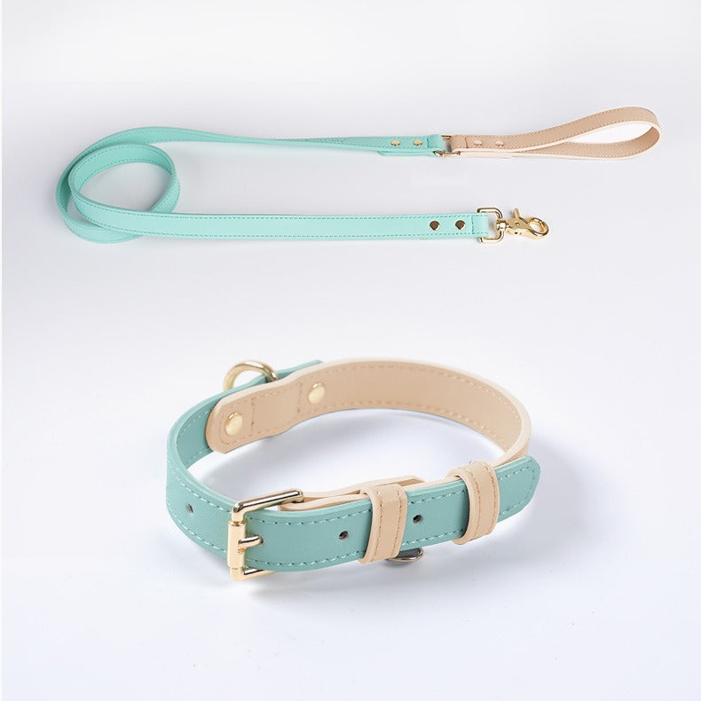 Leather Dog Leash and Collar Set
