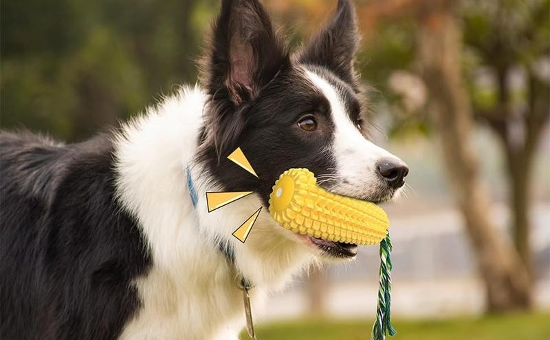Dog Corn Stick Chew Toy Squeaky Yellow
