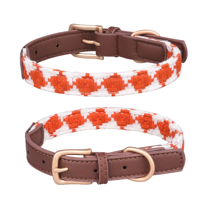Prismatic Plaid Dog Collar - Soft Woven Design