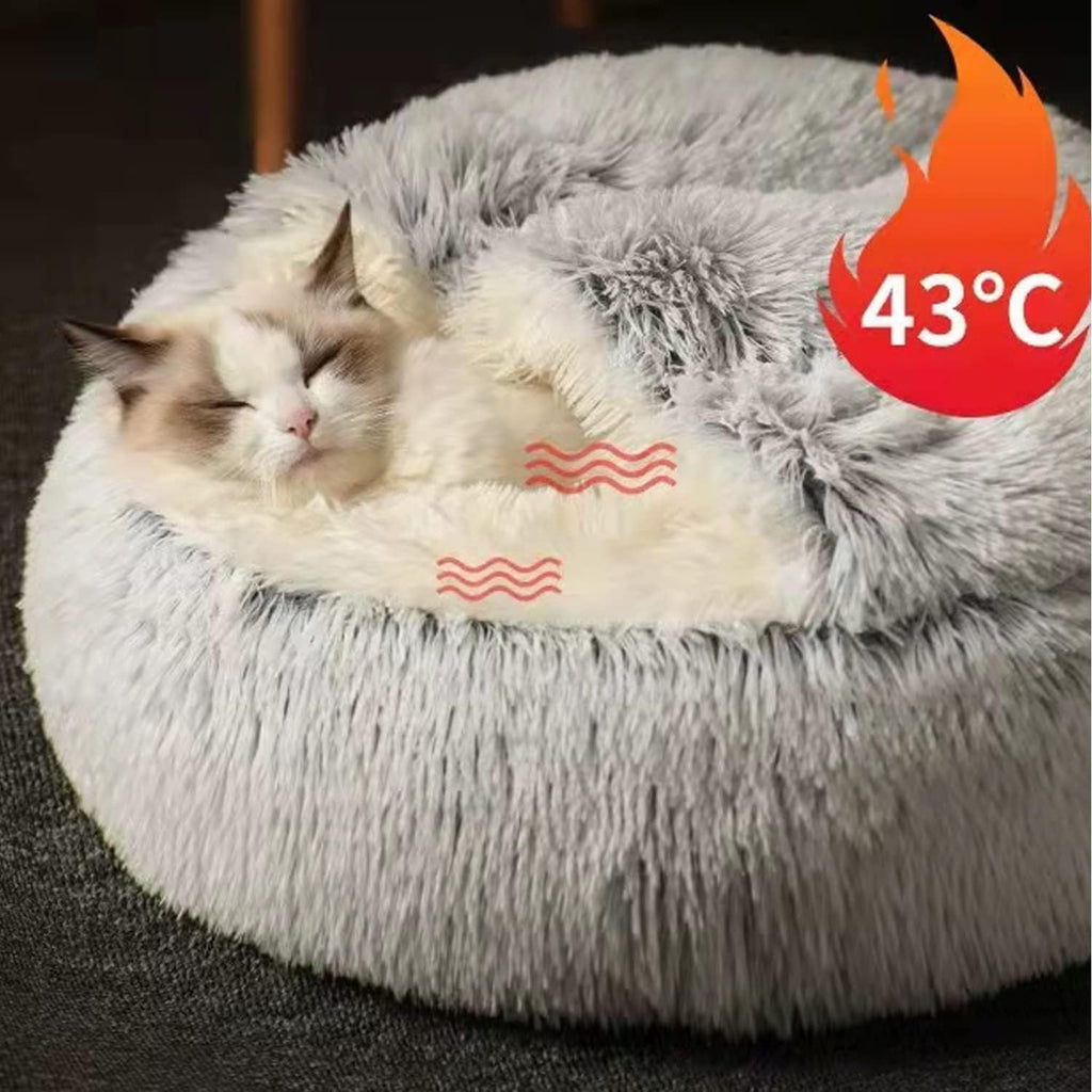 Cozy Round Crystal Velvet Pet Bed for Cats and Dogs