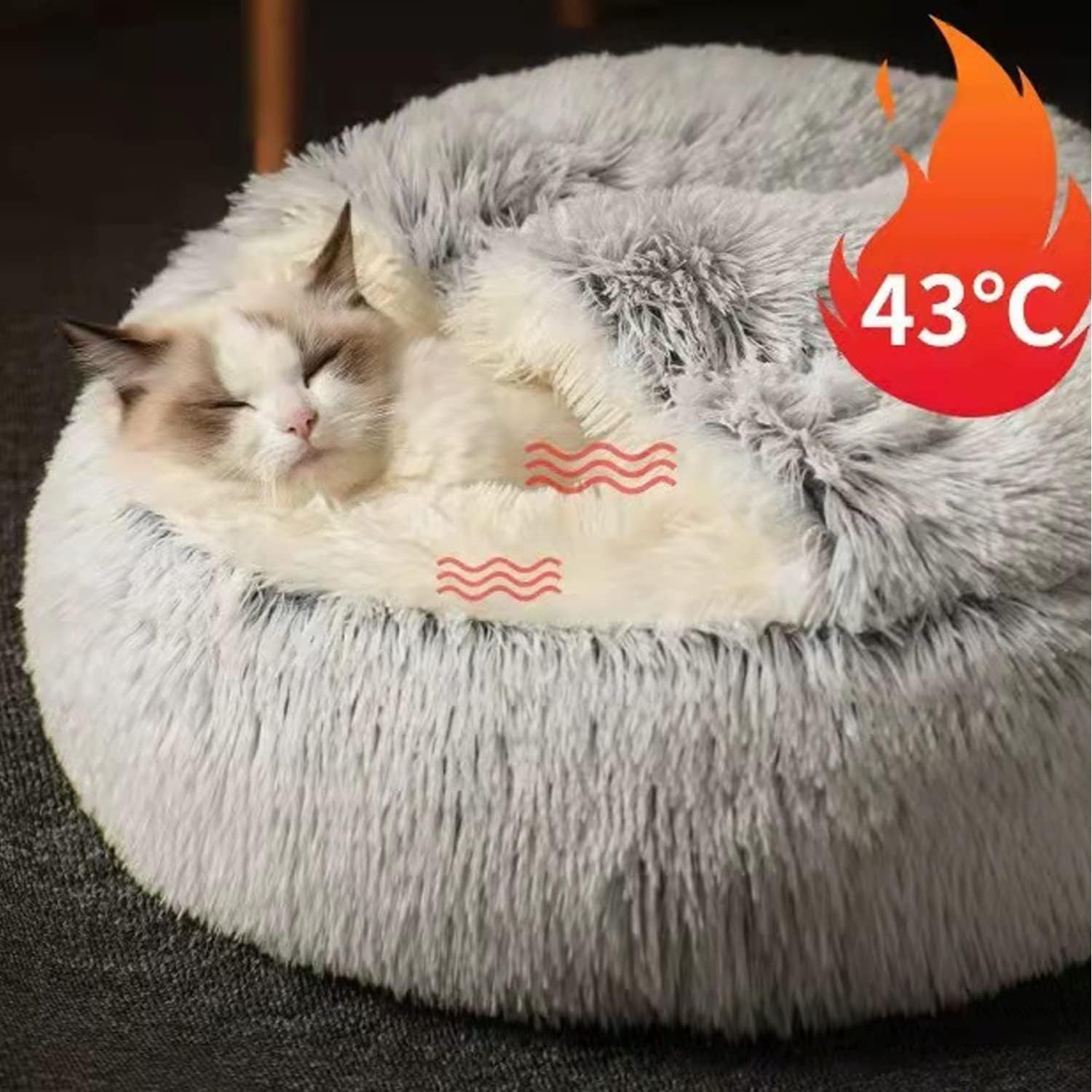 Cozy Round Crystal Velvet Pet Bed for Cats and Dogs