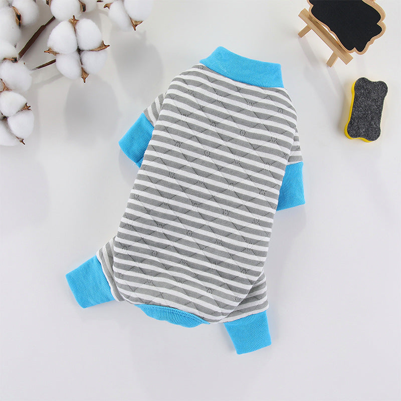 Striped Four-Legged Winter Coat for Dogs