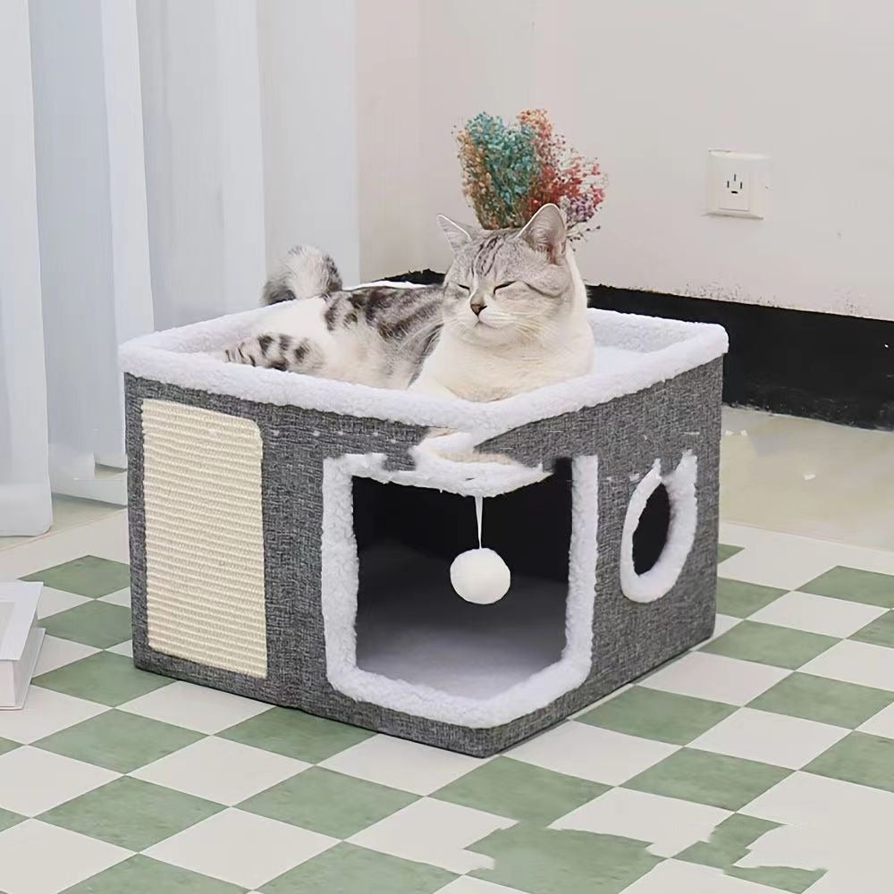 Pet Double-layer Foldable Cat Nest Villa