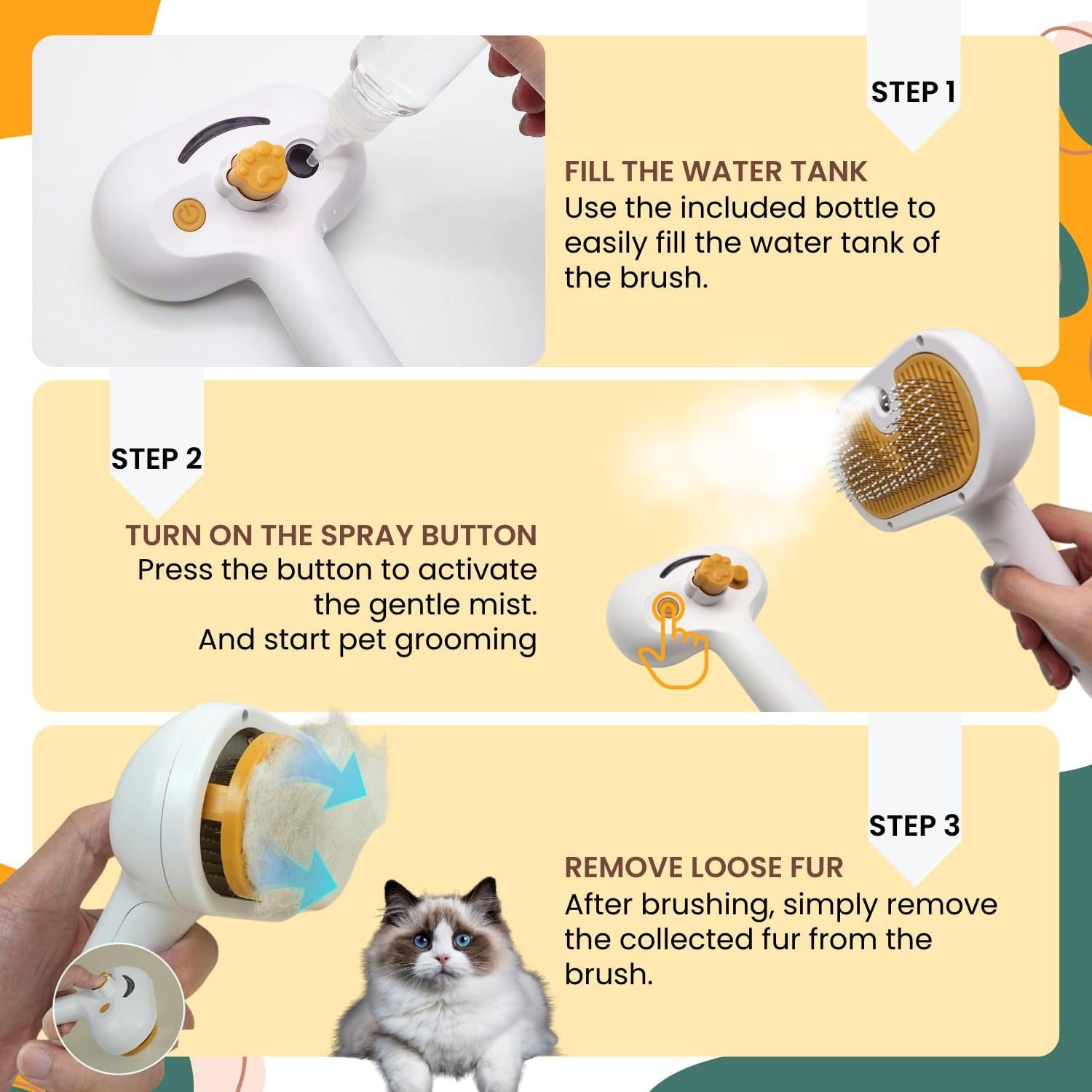Pet Steam Slicker Brush with Spray