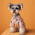 Cute Polka Dot Dress with Thin Puppy and Flower Design