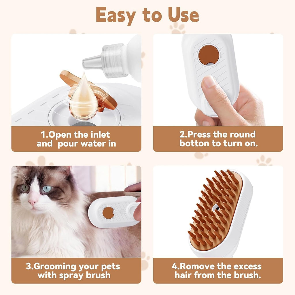3-in-1 Cat Steam Grooming Brush