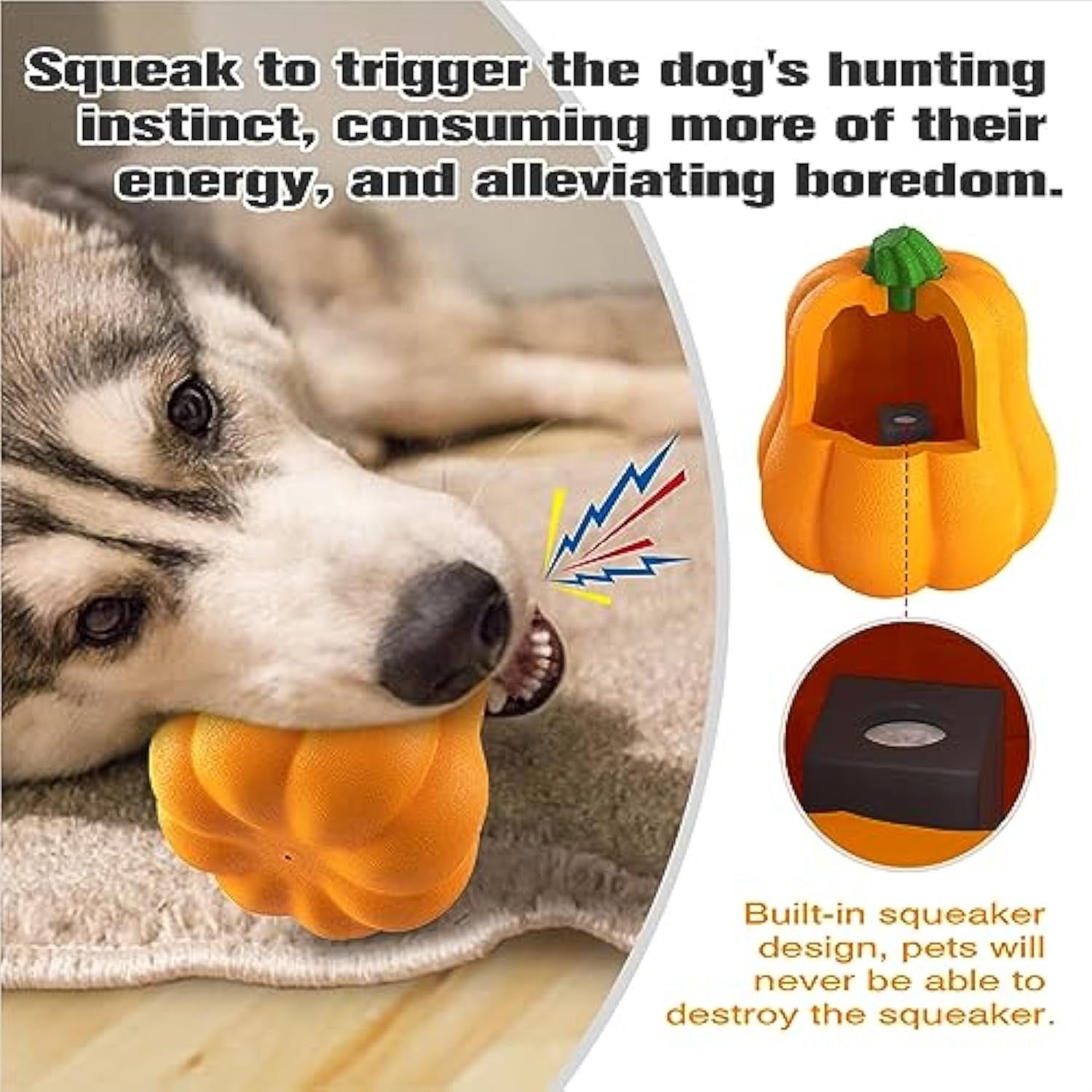 Halloween Pumpkin Dog Toy with Drawstring