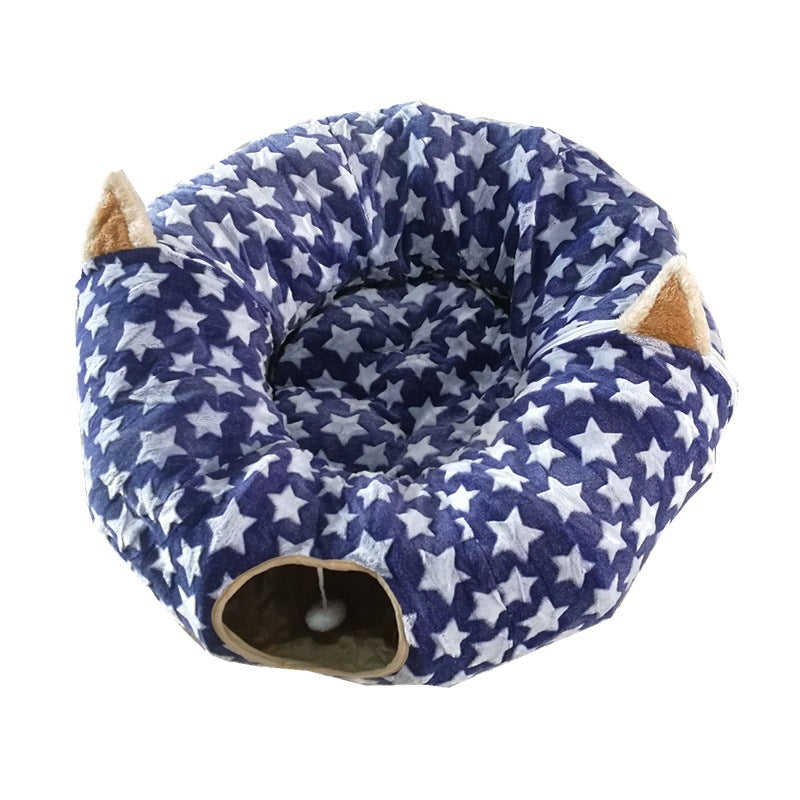 Foldable Cat Tunnel with Bed and Play Features