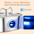 3.2L Cowhorn Pet Water Dispenser - Stainless Steel Fountain with 4 Filters