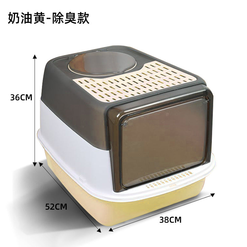 Extra Large Enclosed Cat Litter Box with Drawer System
