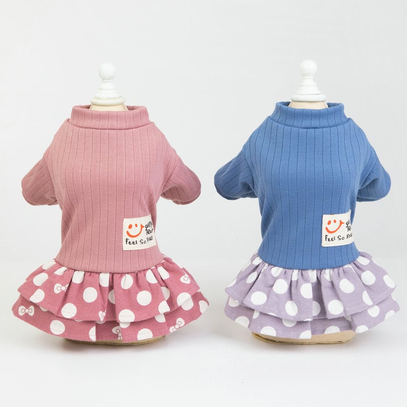 Cute Smiley Polka Dot Dress for Pets