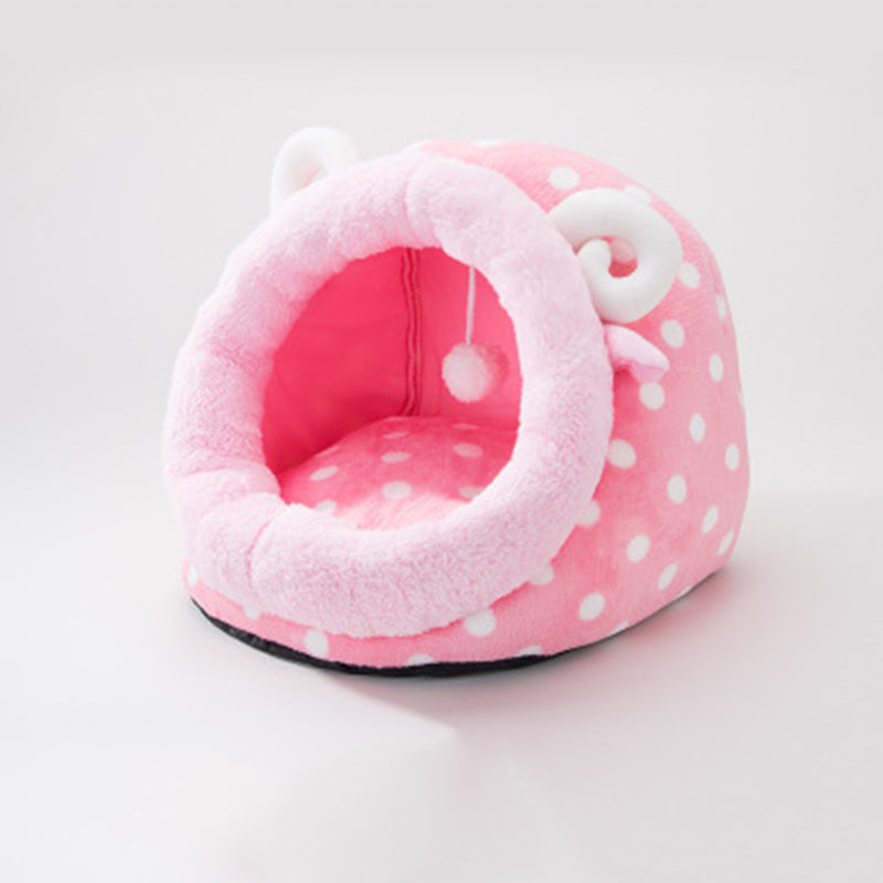 Cartoon Half-Enclosed Pet Bed for Dogs and Cats