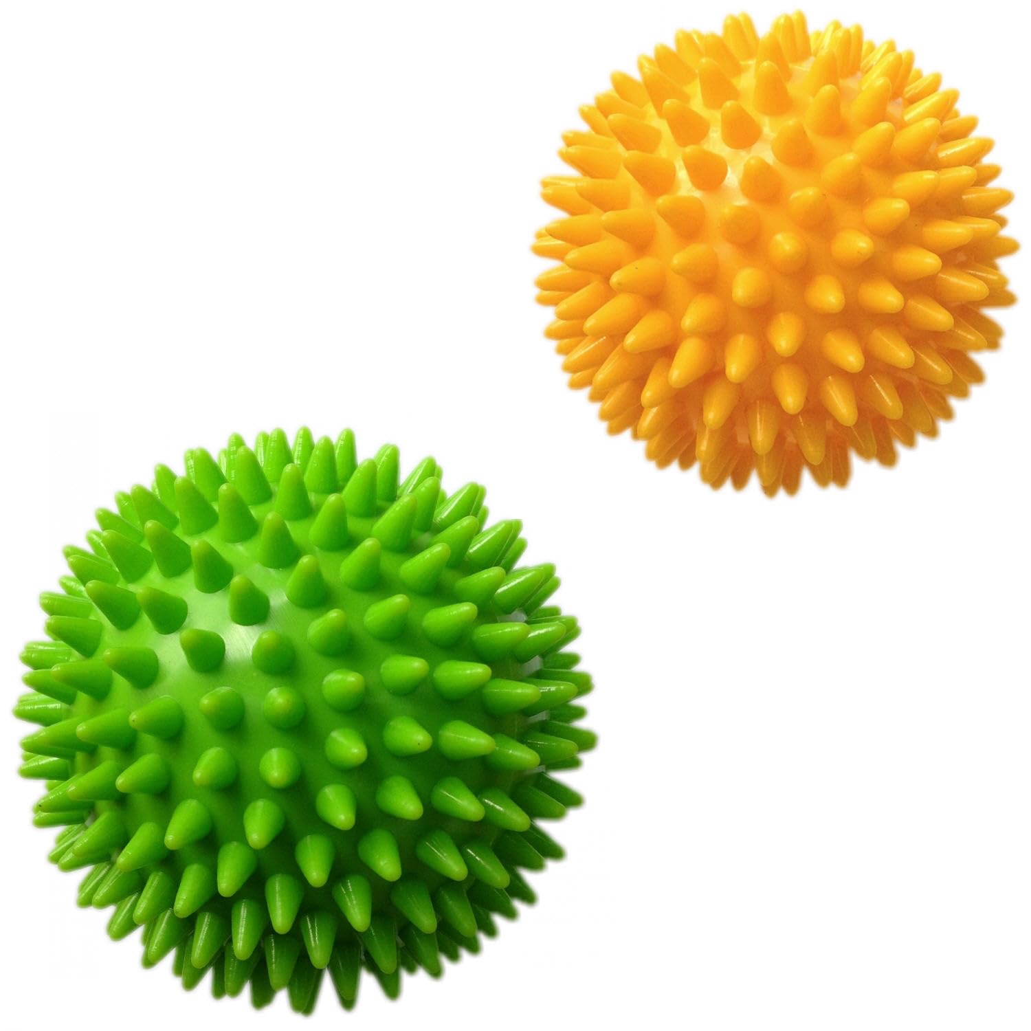 AppleRound Spiky Massage Balls 7.5 cm & 9 cm Combo Pack Stress Reflexology Muscle Therapy Tension Relief Porcupine Sensory Ball Set (2 Count)
