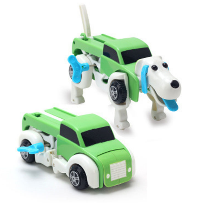 Transforming Wind-Up Dog Toy with Storage Function