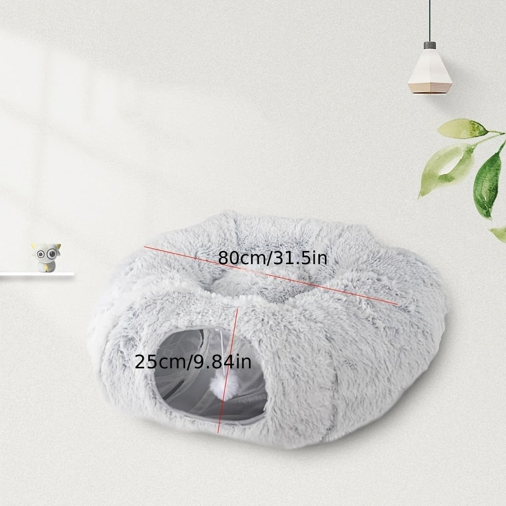 Plush Foldable Cat Tunnel Bed