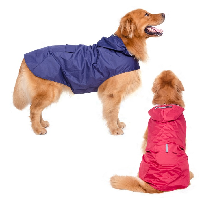 Reflective Waterproof Hooded Raincoat for Big Dogs
