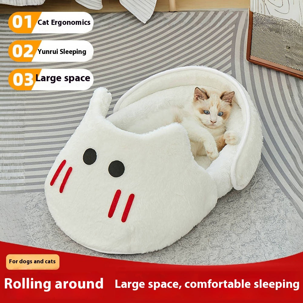 Four-Season Plush Cat Bed