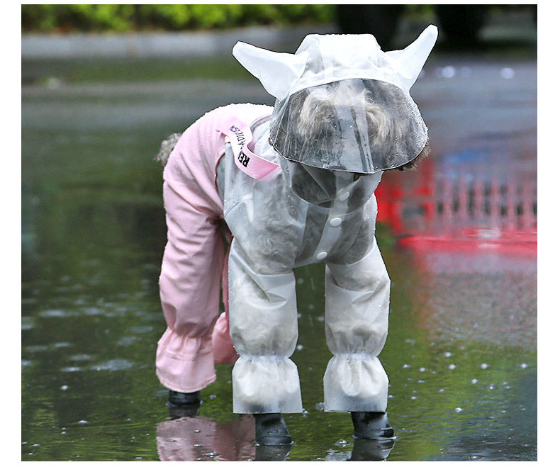 Waterproof Raincoat for Dogs with Cute Horns and Pants