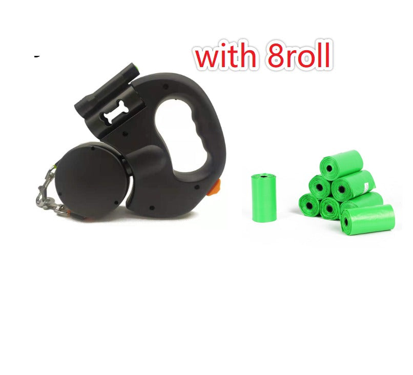 Retractable Dual Dog Leash with Light, 360° Swivel