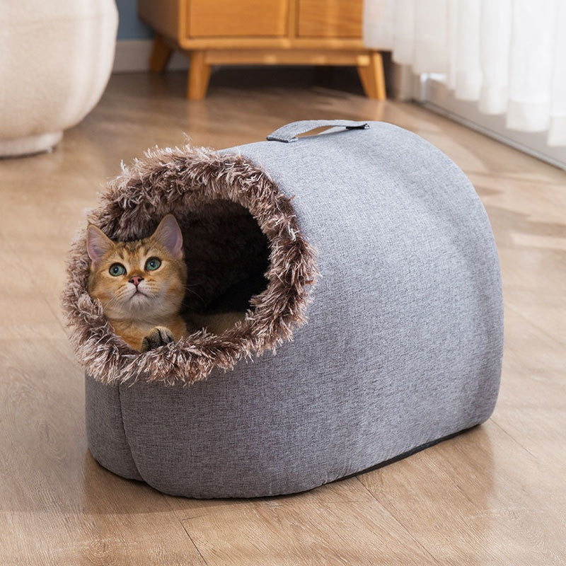 Fleece-Lined Cat Nest Sleeping Bag