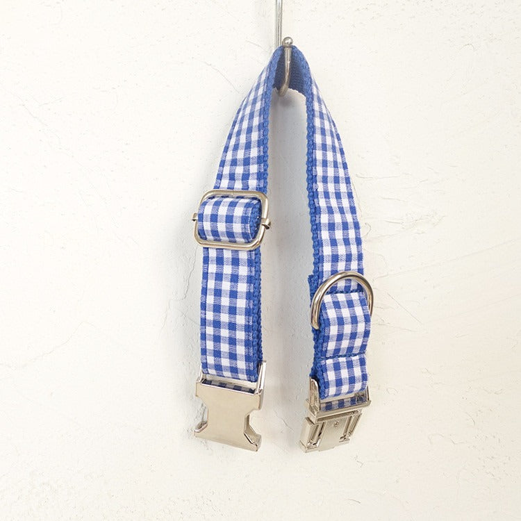 Blue Plaid Dog Collar