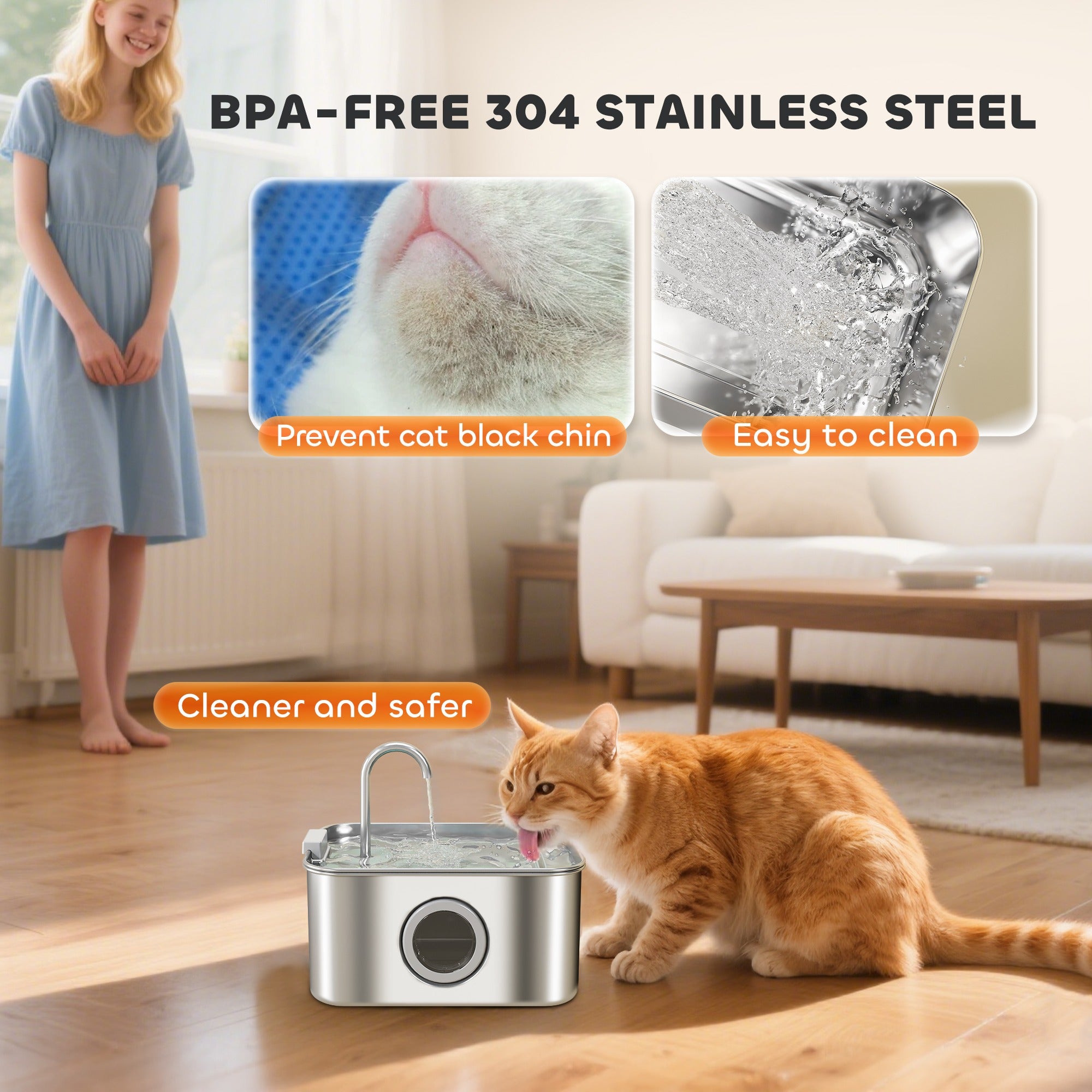 Stainless Steel Cat Water Fountain
