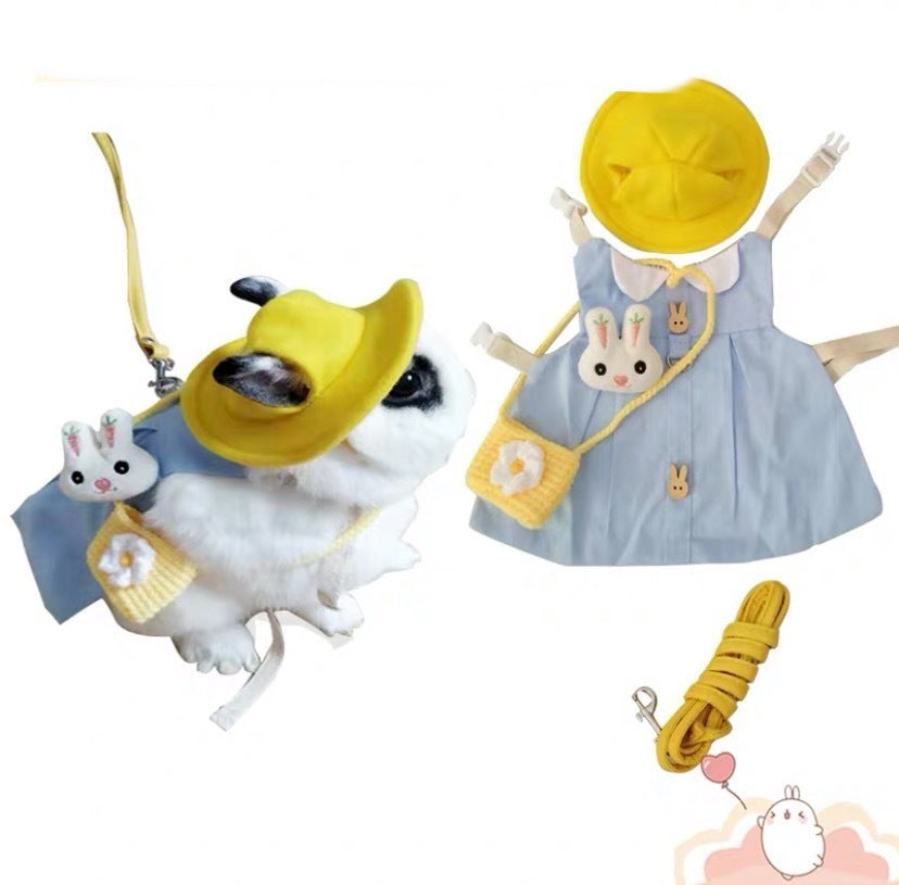 Cute Vest Skirt for Pet Rabbit with Traction Rope