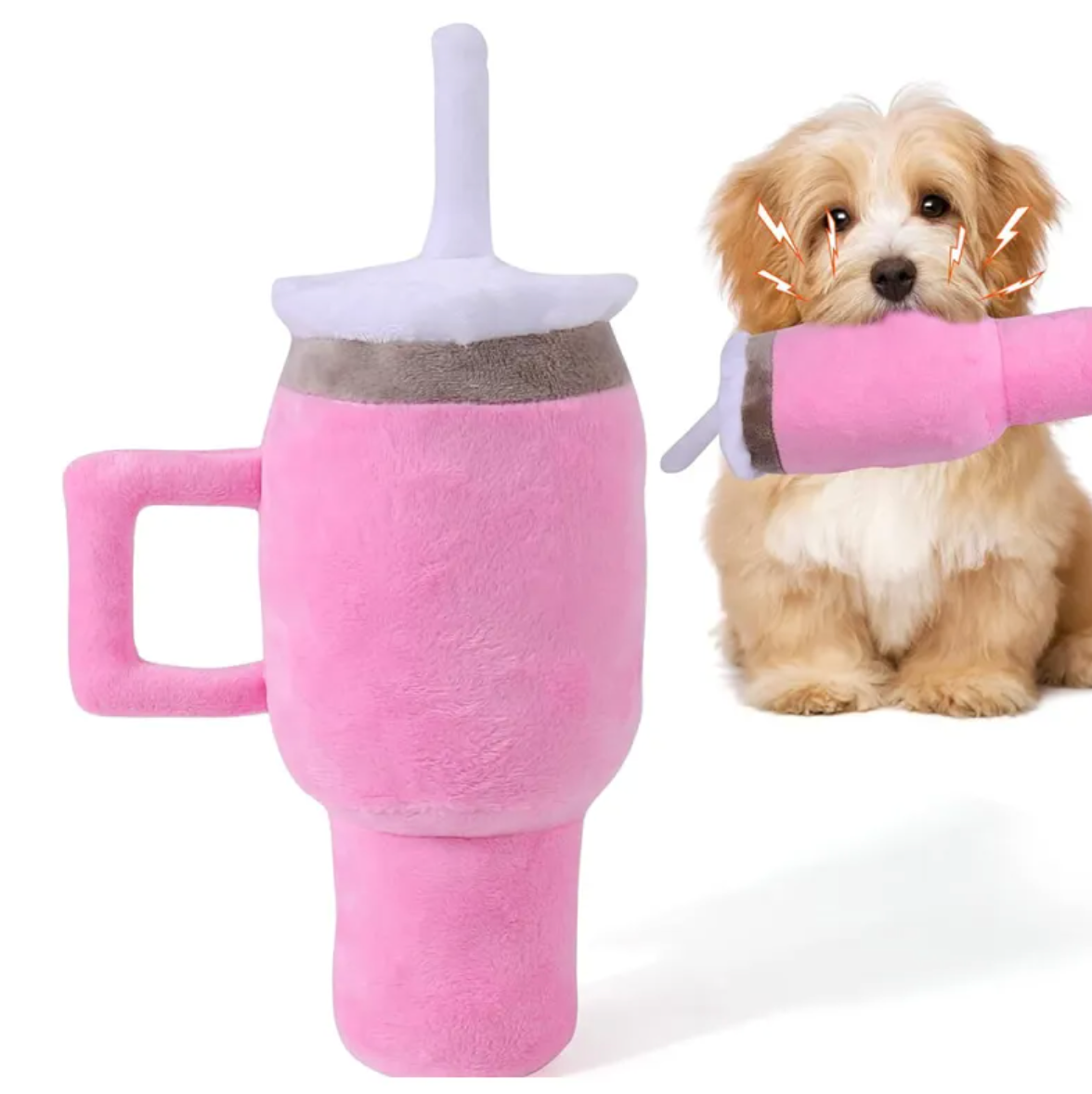 Plush Dog Toy with Handle Cup