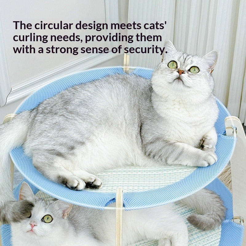 Woven Rattan Cooling Mat Solid Wood Cat Bed