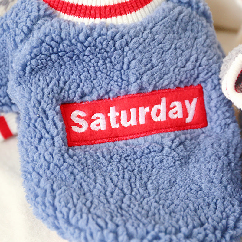 Teddy Dog & Cat Autumn/Winter Fleece Round Neck Outfit