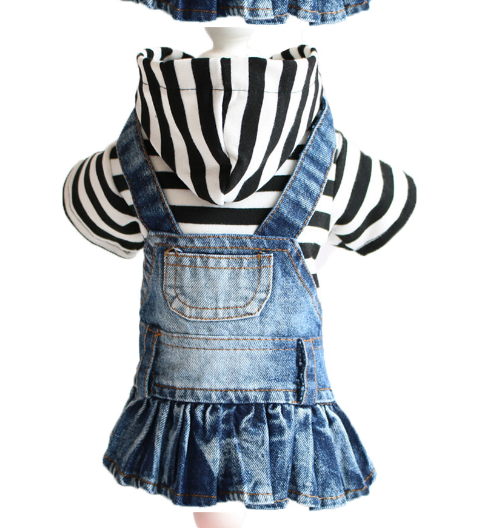 Teddy Puppy Dog Plaid Embroidered Denim Skirt