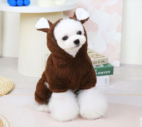 Bear-Themed Fluffy Four-Legged Dog Jacket
