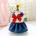 Cute Navy Blue Bow Cat Costume with Princess Skirt
