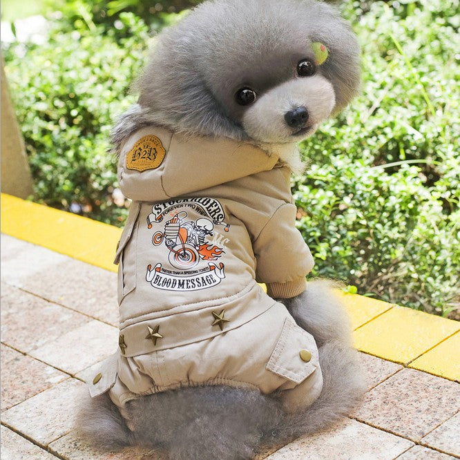 Military Style Dog Cotton Jacket for Small Breeds