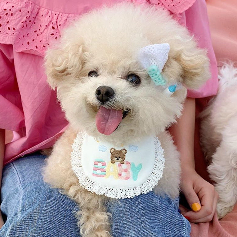Cute Bear Embroidery Small Bib Towel