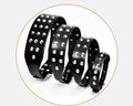 Cowhide Leather Diamond Collar with Alloy Buckle for Pets