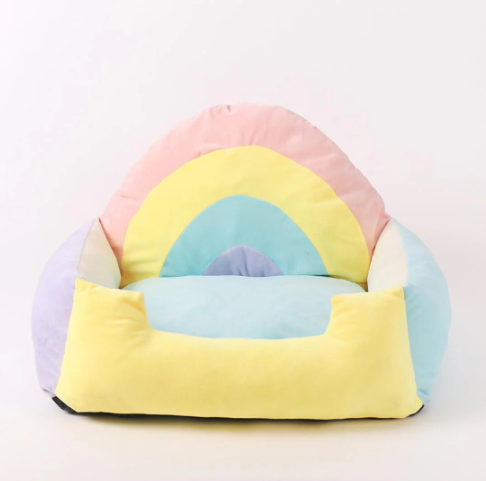 Rectangular Rainbow Pet Bed for Cats and Small Dogs