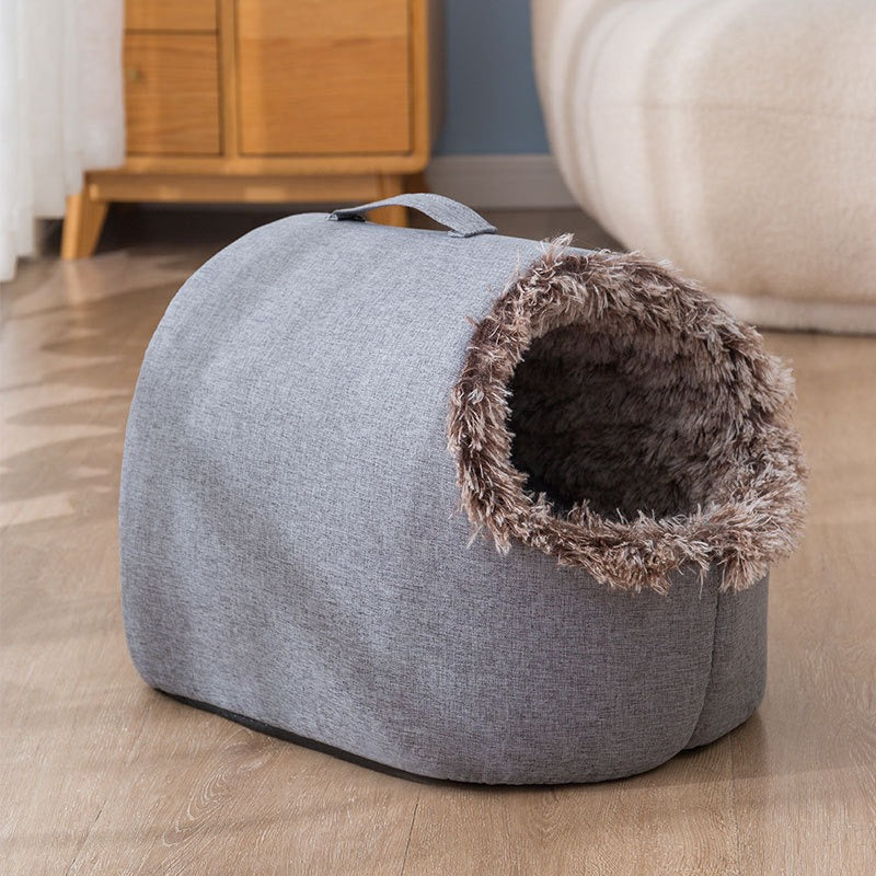 Fleece-Lined Cat Nest Sleeping Bag
