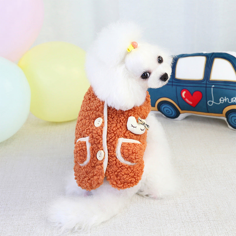 Cute Velvet Vest for Teddy Pets - Autumn & Winter Fashion