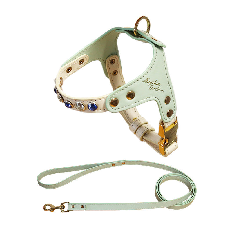 Diamond Chest Back Suit for Dogs and Cats in PU Leather