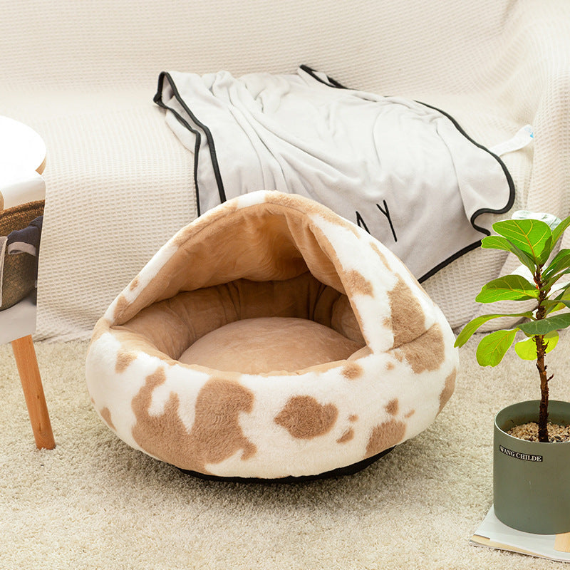 New Semi-Closed Pet Nest with Velvet Material