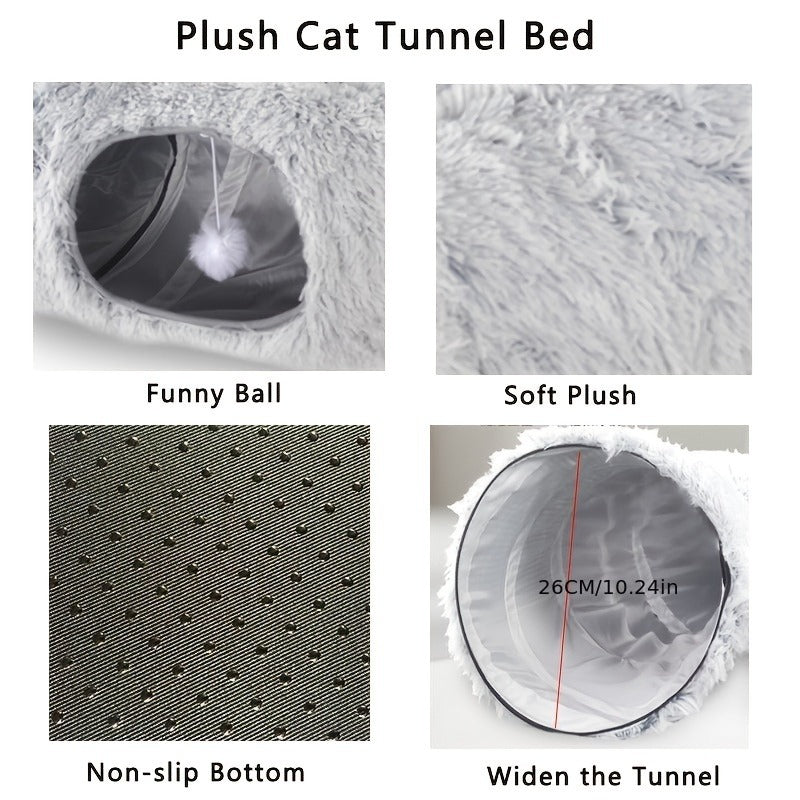 Plush Foldable Cat Tunnel Bed
